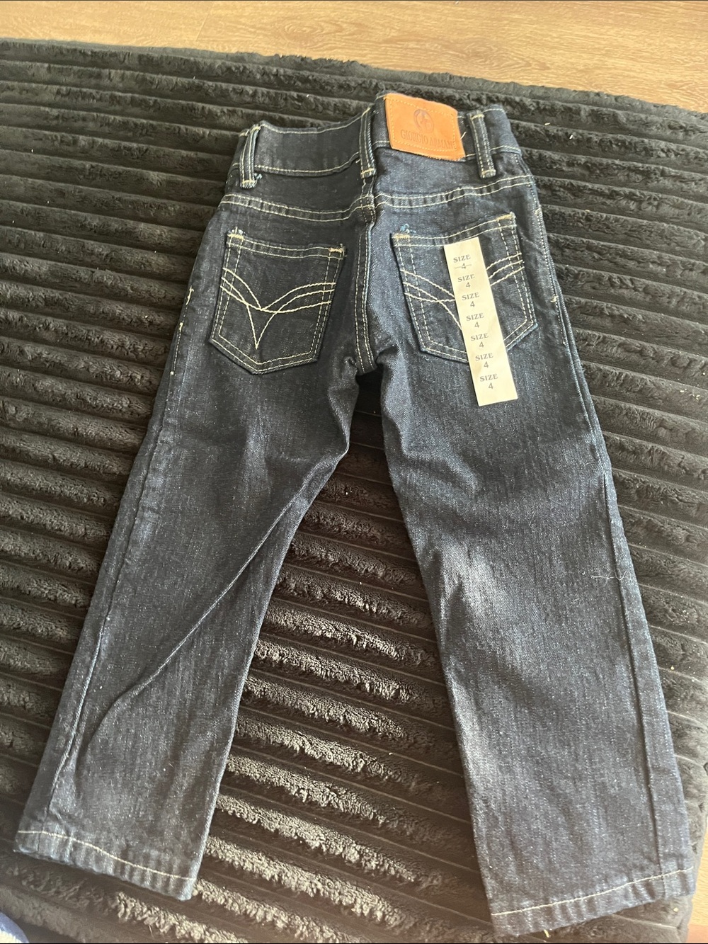 Giorgio Armani Boys' Dark Blue Jeans with Tan Patch